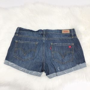 levi's | distressed denim jean shorts star patch 5